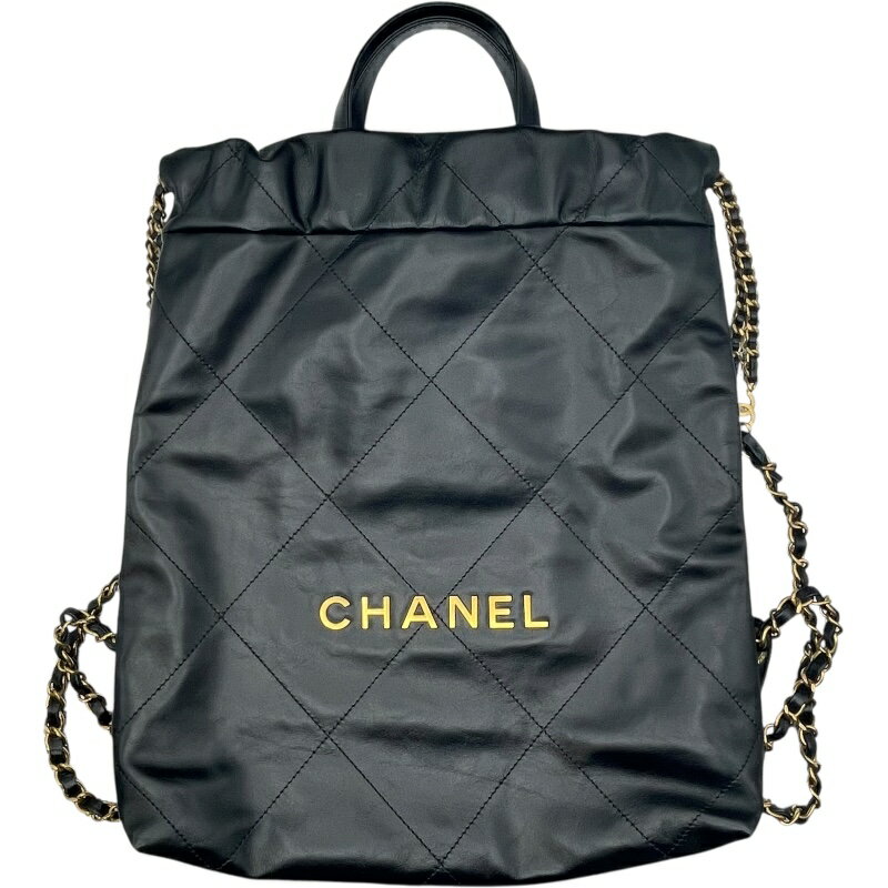 【★最大40,000円OFFクーポン配布中！9/26まで】シャネル CHANEL CHANEL22 バックパック AS3859 ブラック シャイニーカーフスキン レディース リュック・デイパック【中古】