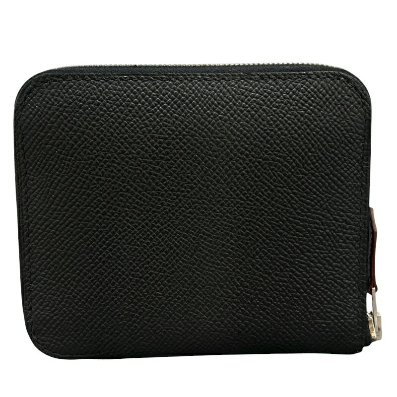 エルメス HERMES アザップコンパクトシルクイン W刻 ブラック シルバー金具 エプソン レディース コインケース【中古】