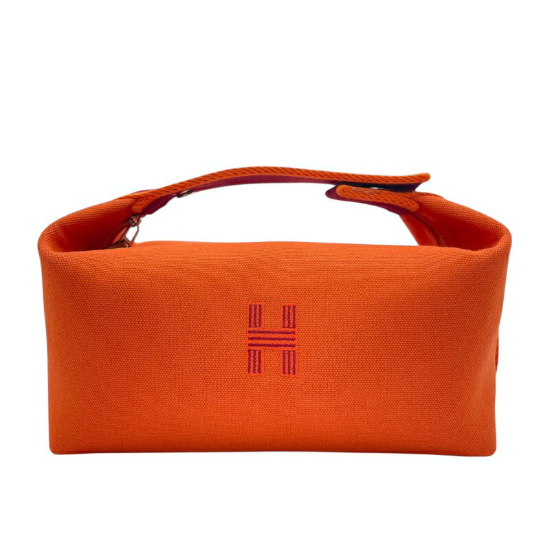 エルメス HERMES ブリッドアブラックPM オレンジ SV金具 トワル レディース ポーチ【中古】