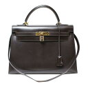 エルメス HERMES ケリー32 ボックスカーフ ショコラ ハンドバッグ ショルダーバッグ レディース【中古】