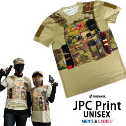 1枚でフル装備！SHENKEL シェンケル JPC <strong>プレートキャリア</strong> プリント Tシャツ 半袖 ミリタリーシャツ <strong>マルチカム</strong> S M L コンバットシャツ タクティカルシャツ サバゲー サバイバルゲーム 装備 服装 服 メンズ レディース ≪メール便対応≫