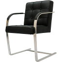 ブルーノチェア　本革キルティング仕様　色ブラック　ミース・ファン・デル・ローエによるデザイン　リプロダクト　デザイナーズ家具　ダイニングチェア　パーソナルチェア　カウンターチェア　いす　椅子　イス　一人用