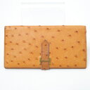 【中古】 エルメス HERMES ベアン クラシック オーストリッチ 財布 ウォレット □I刻 メンズ レディース ブラウン 茶色 p202009102