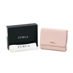 <strong>フルラ</strong> FURLA バビロン M トライフォールド ウォレット レザー PR76 三つ折り財布 かぶせ蓋 L字ファスナー ミディアムウォレット レディース ピンク 中古 mau22010