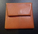 HERMES エルメス バスティア エプソン キャメル レザー コインケース コンパクトウォレット ミニ 財布 ユニセックス 小銭入れ シンプル ブランド 定番 人気 □I【中古】 h-002