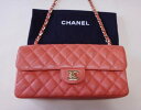 CHANEL シャネル バッグ キャビアスキン マトラッセ チェーン ショルダー バッグ オレンジ×ゴールド金具 シングル 鞄 かばん レディース バッグ 美品【中古】【中古】c16-3808◆◆