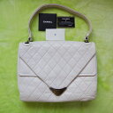 CHANEL シャネルバッグ Wフラップ ショルダー レザー オフホワイト シルバー金具 鞄 かばん カバン 【中古】