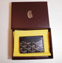 美品 GOYARD ゴヤール カードケース 名刺ケース 黒×白×ライトブラウン コーティングキャンバス×レザー【中古】t-002 t81-5325 00