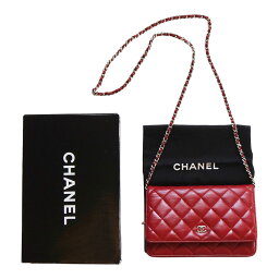 <strong>CHANEL</strong> bag シャネル バッグ マトラッセ シルバー チェーン ショルダー <strong>チェーンウォレット</strong> サイフバック 斜め掛けラムスキン 赤 鞄 かばん カバン レディースバッグ レディース 人気 本物 中古 正規