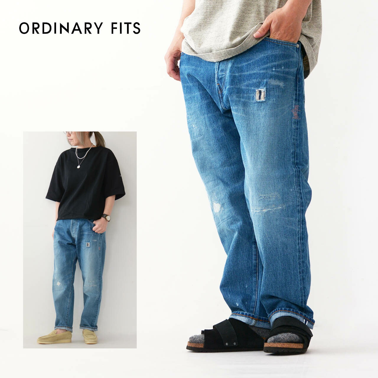 <strong>ordinary</strong> <strong>fits</strong> [オーディナリーフィッツ] LOOSE ANKLE DENIM / REMAKE [OF-P175] ルーズアンクルデニム / リメイク・クロップドデニム・テーパードシルエットパンツ・MEN'S / LADY'S [2024SS]