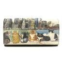 マンハッタナーズ 牛皮かぶせタイプ 長財布 ブルックリン・ハイツからの眺め (75-1515-BEG) 猫グッズ 猫雑貨 猫 財布 サイフ