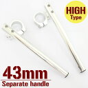 【あす楽対応】 43mm 43パイ セパレートハンドル/セパハン キット シルバー 角度調整付 HIタイプ トライアンフ TT600 サンダーバード トロフィ900 などに 【ハンドル回り セパレートハンドル】