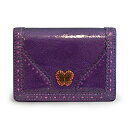 アナスイ ANNA SUI バタフライ アーバン エナメル カードケース かわいい 人気 レア おすすめ 話題 名刺入れ クレジットカードケース 会員カード ポイントカード入れ パープル 紫 Purple 307024 96 ラインストーンバタフライエンブレム 花柄 裏地 牛革 新品 正規品