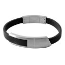 カルバン クライン Calvin Klein メンズ レザーブレスレット アクセサリー Mサイズ KJ4MBB090100 バンプ BUMP シルバー+ブラック