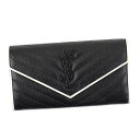 サンローラン SAINT LAURENT 372264 BOWC8 1006 LARGE FLAP WALLET グレインパウダーテクスチャード キルティングレザー フラップウォレット 長財布 BKWT