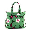 マリメッコ バッグ marimekko 2way トートバッグ ショルダーバッグ レディース VEERA 044844 PIENI UNIKKO GR 663 ヴェーラ 斜めがけバッグ コットン ウニッコ ダークグリーン+グリーン+ピンク 新品 正規品 未使用