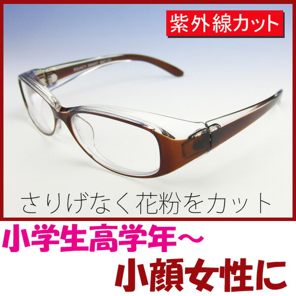 花粉メガネ 小学生〜小顔女性【2色】ブラウン＆レッド 花粉症 メガネ 花粉めがね おしゃれ ゴーグル...:auc-select-eye:10000219