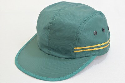 【あす楽対応 希望者オマケ付】金の2本ラインがかっこいい 交安帽 950C-3 グリーン 緑 金2本線 帽子 キャップ 駐車場整理 交通安全 撥水 紫外線対策 UVケア 日除け おしゃれ 日本製 ネット通販 A