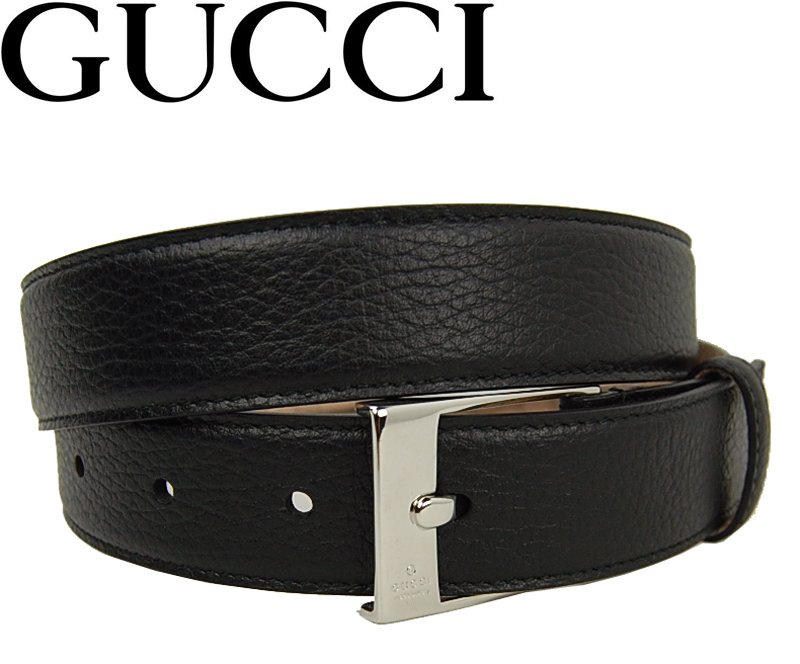 SALE GUCCI グッチ ブラックロゴバックルベルト 【正規】