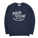 MAISON KITSUNE' PARIS メゾン キツネ FW17M705 ネイビーロゴスウェットシャツ トレーナー 2017-2018AW イタリア正規品 メンズ 新品