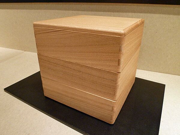三段重箱　白木　タモ　(木製 越前漆器)