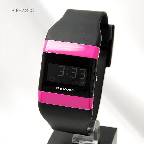 ワイズ アンド オープ 腕時計 wize ＆ ope クラシックス CLASSICS ブラック×ピンク デジタル クォーツ腕時計 WO-009 [WAT30]