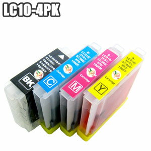 ★【セット】LC10-4PK 互換 プリンターインク セット brother ブラザー lc10【純正よりお得な互換インク】LC10BK LC10C LC10M LC10Y■MFC-480CN MFC-650CD MFC-650CDW MFC-880CDN DCP-350C DCP-770CN 対応 【レビューを書くよ！で送料無料】