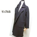 毛&ポリエステル素材の裏なし黒色テーラーコート(春・秋商品)M〜L寸