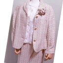 ツイード素材の3点セットスーツ（7・9・11・13・15・17・19・21号）ピンク色系