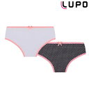 【新商品】LUPO ルポ◆ブラジル ブラジルランジェリー パンツ 下着 キッズ 女児 ショーツ 2枚組 ドット柄 無地 ホワイト ブラック コットン lp310-088