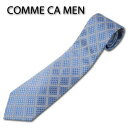 コムサメン COMME CA MEN チェック柄 シルク ネクタイ ブルー系 紺 日本製 メンズ