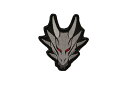 【送料無料 メール便発送商品】布製 ドラゴン型 ミリタリー ワッペン パッチ ミリパチ サバゲー ベルクロ付き (銀色)