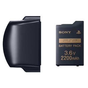 新品PSPパーツ バッテリーパック(2200mAh) PSP-2000/3000シリーズ用バッテリーカバー(ピアノ・ブラック)付き