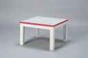 60cm正方形コンパクト天板ガラスホワイトこたつ暖卓コタツテーブル・ピンク色ライン