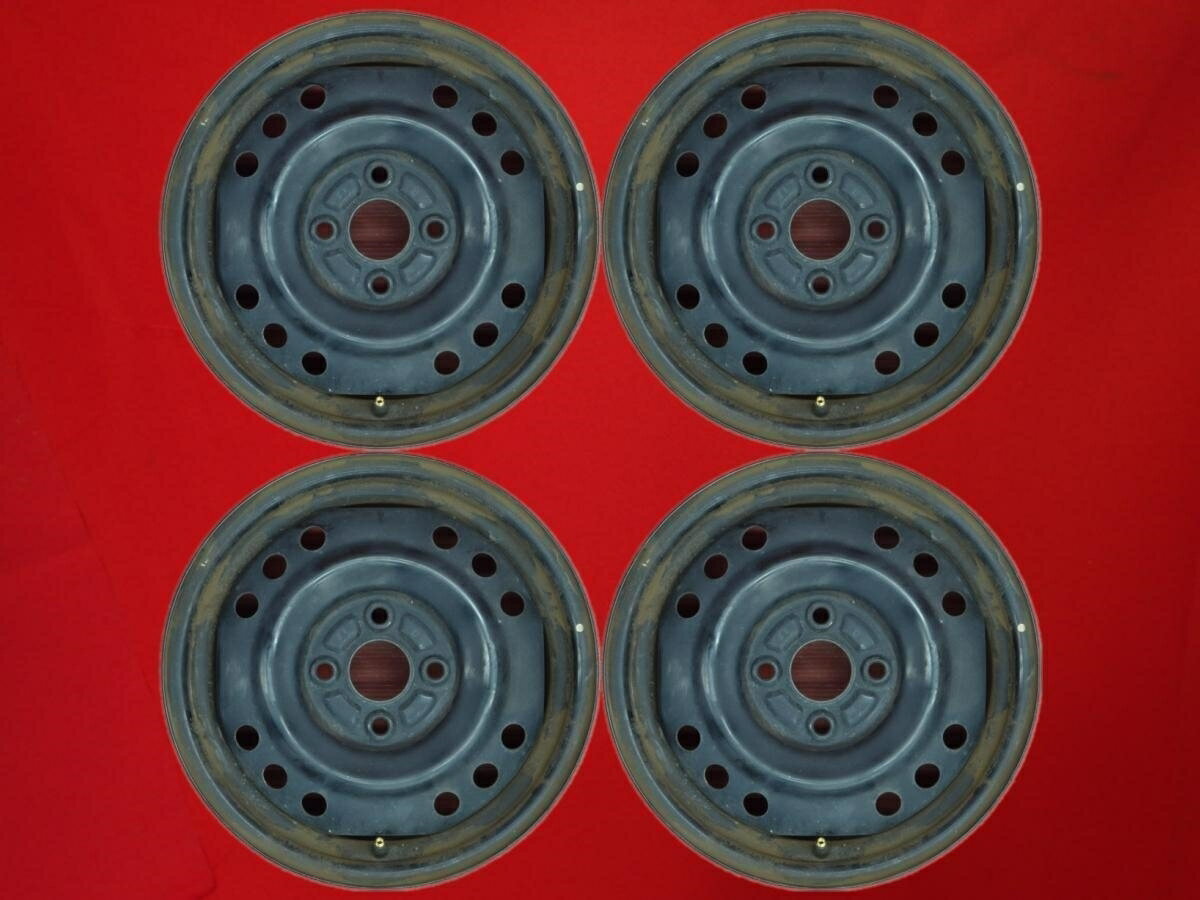 ムーヴ/タント 等 純正スチールホイール(キャップ無) 4.5Jx14 +45 4/100 ブラック(黒色)系 ミラ ココア タント ムーヴ ネイキッド エッセ ソニカ ミラ アヴィ タント エグゼ