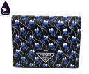 プラダ(PRADA)サフィアーノ ラマージュ:ブラック×ブルー二つ折り財布・コンパクトウォレット型番:1MV204【質屋出店】【掘り出しモノ】【ファッション】【ブランド】【中古】Y3T1R122100500