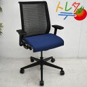 Steelcase シンクチェア 可動肘付 ブラック×ネイビー 2020102707【中古オフィス家具】【中古】