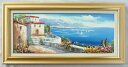 額装油絵 油絵 肉筆絵画 「地中海風景」- WF6 -1-新品 -特価品