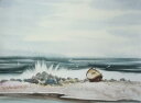 水彩画 「波 海景」 -L20 -新品-特価品