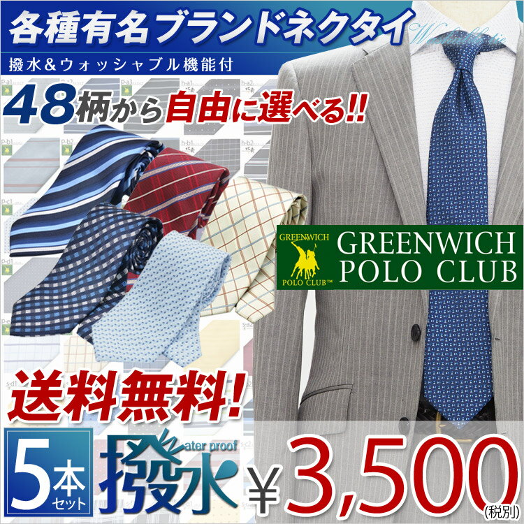 ネクタイ 洗えるネクタイ 5本 専用洗濯ネット1個付セット 自由に選べる48デザイン 洗えるネクタイセット　楽天ランキング1位獲得 送料無料 選べるブランドネク...