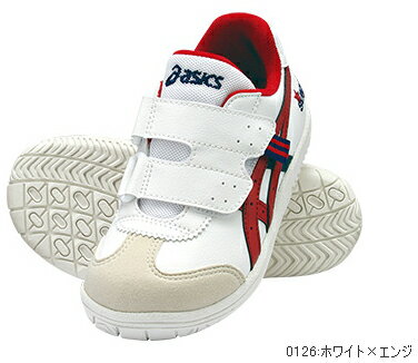 アシックス【ASICS】すくすく（スクスク・SUKUSUKU） 子供靴（スニーカー） COURTMINI SLII　キッズシューズ　ホワイト×エンジ　TUM151-0126