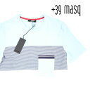 【L】 +39 masq マスク Uネック半袖Tシャツ メンズ 春夏 ボーダー ブルー 青 並行輸入品 メンズファッション 男性用 ビジネス トップス 日本未入荷 ラッピング無料 送料無料