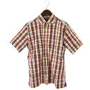 23区 オンワード樫山 HOMME シャツ 半袖 チェック コットン リネン混 白 ベージュ 茶系 48 メンズ 【中古】【ベクトル 古着】 170405 ブランド古着ベクトルプレミアム店