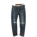 ロデオクラウンズ Rodeo Crowns 15AW デニム パンツ NIGHT BLUE NO5 スリムストレート ジーンズ USED加工 クラッシュ 紺 25 レディース 【中古】【ベクトル 古着】 170718 ブランド古着ベクトルプレミアム店