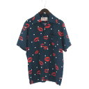 アロハブロッサム Aloha Blossom KISS ハワイワンシャツ アロハ 半袖 キスマーク ドット レーヨン AB-0002010104 NAVY ネイビー 40 メンズ 【中古】【ベクトル 古着】 180818 ブランド古着ベクトルプレミアム店