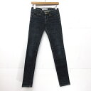 ユニクロ UNIQLO Skinny Fit デニムパンツ スキニージーンズ ローライズ ストレッチ USED ダメージ 加工 インディゴブルー W24