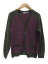 ユニクロ UNIQLO カーディガン ニット 長袖 裾リブ 配色 パープル × ブラウン M 170119 メンズ 【中古】【ベクトル 古着】 170119 ブランド古着ベクトルプレミアム店