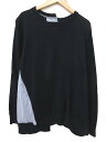 ズッカ zucca 17SS ドッキング セーター 長袖 アシメ ストライプ コンビ ニット プルオーバー M 紺 ネイビー S6615 レディース 【中古】【ベクトル 古着】 180820 ブランド古着ベクトルプレミアム店