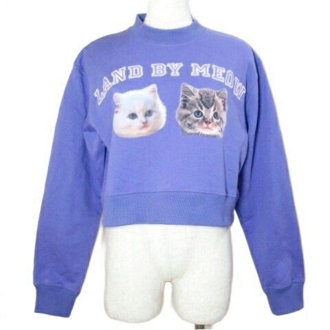 【中古】<strong>ミルクボーイ</strong> MILKBOY ランド バイ <strong>ミルクボーイ</strong> LAND by MILKBOY 美品 23AW MEOW SWEATS キャット 猫プリント スウェット トレーナー ショート丈 長袖 裏毛 紫 パープル /X レディース 【ベクトル 古着】 251027