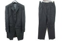 Avica uomo スーツ タキシード セットアップ パンツ ベスト 3点セット 3B ストライプ ウール 黒 S ※OO720 160701 メンズ 【ベクトル 古着】【中古】 160701
